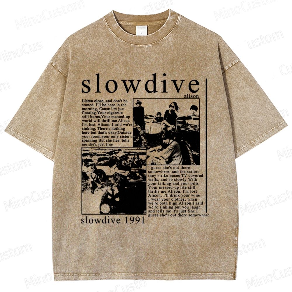 Slowdive Band 1991 Graphic Washed T - Shirt