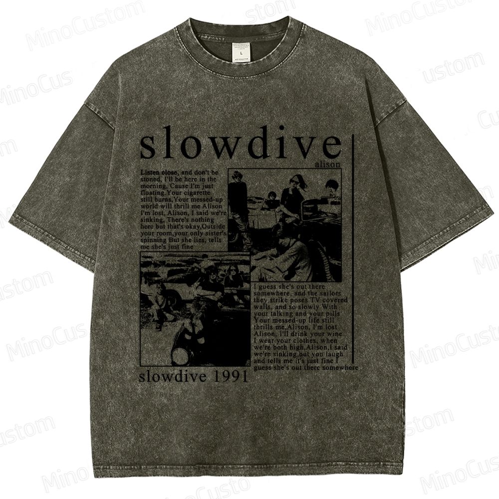 Slowdive Band 1991 Graphic Washed T - Shirt
