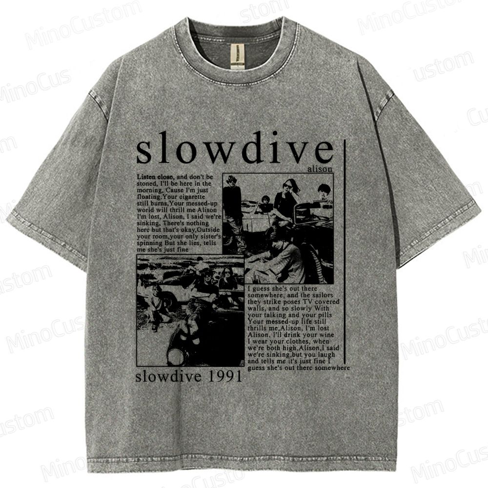 Slowdive Band 1991 Graphic Washed T - Shirt