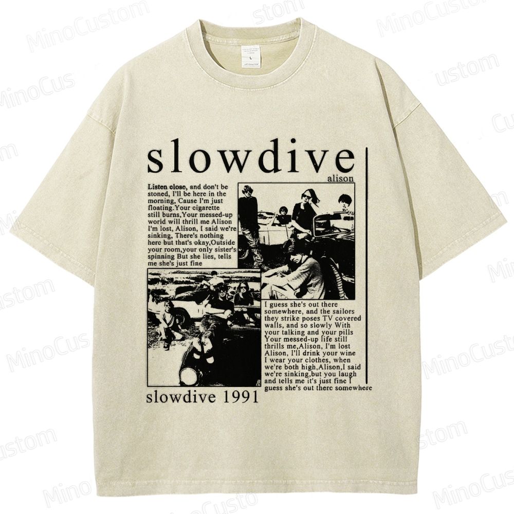Slowdive Band 1991 Graphic Washed T - Shirt