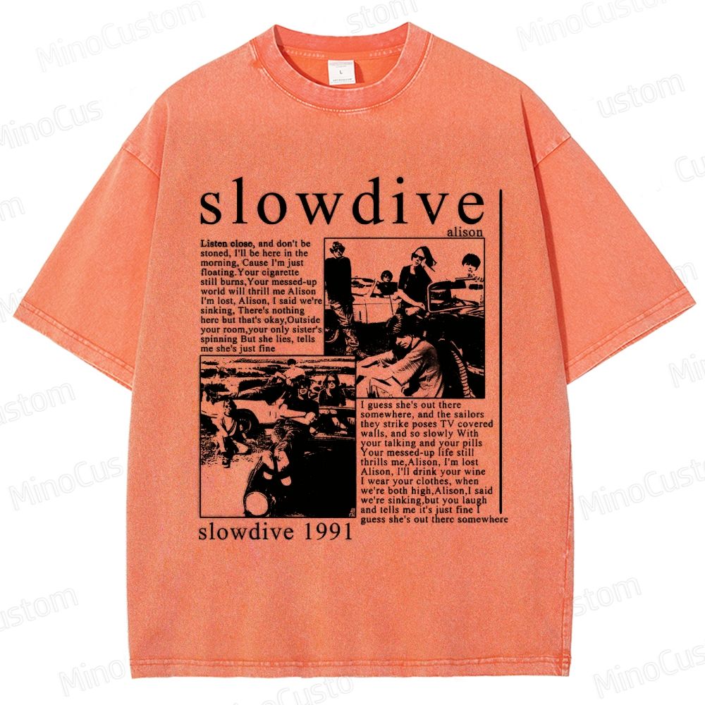 Slowdive Band 1991 Graphic Washed T - Shirt