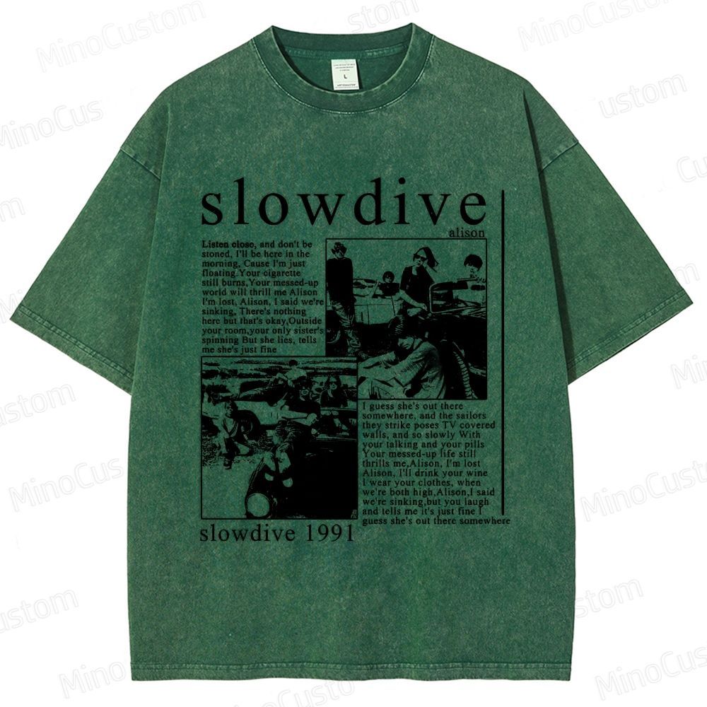 Slowdive Band 1991 Graphic Washed T - Shirt