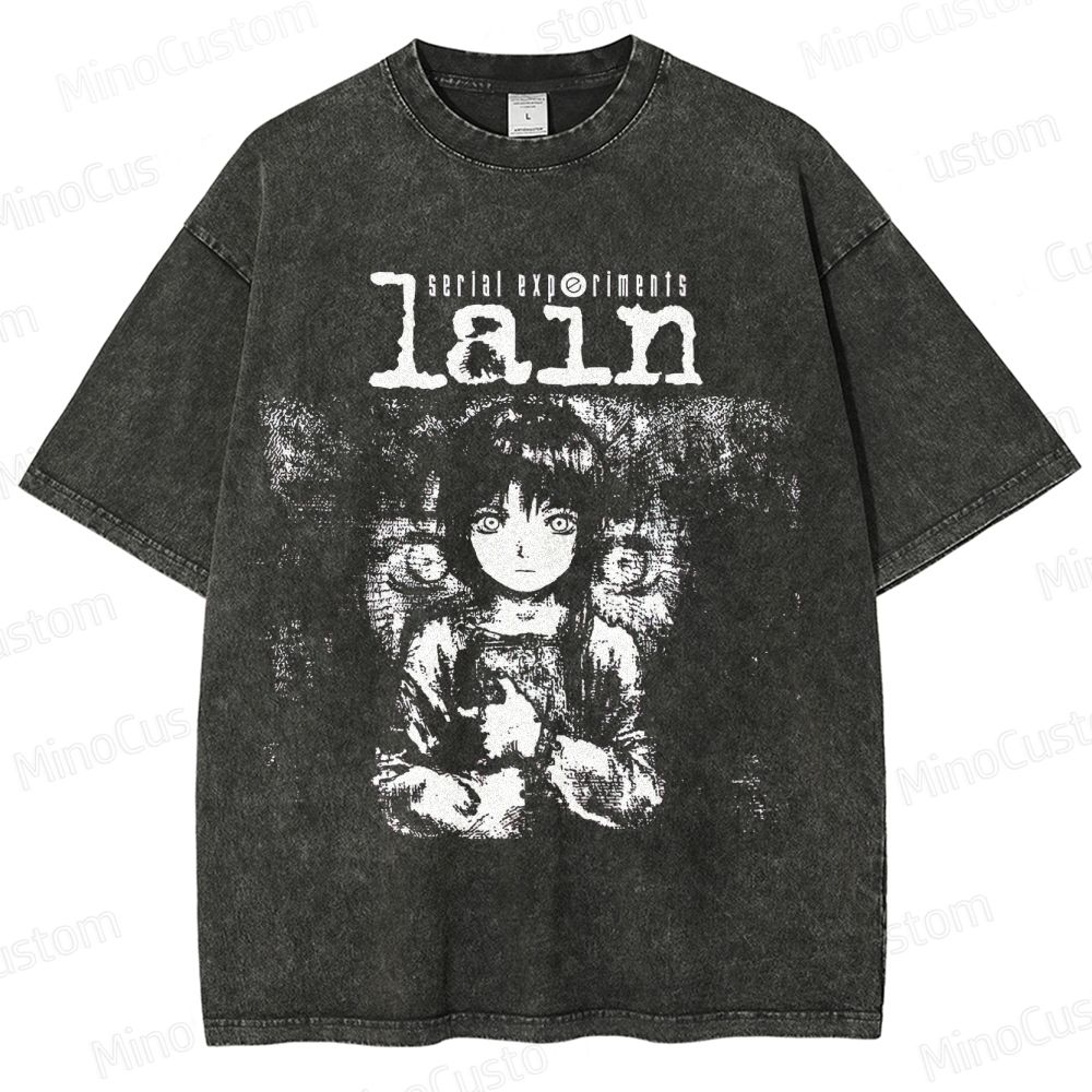 Serial Experiments Lain Anime Graphic Washed T - Shirt