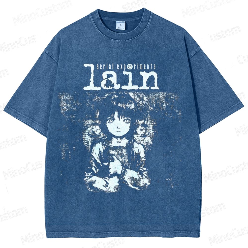 Serial Experiments Lain Anime Graphic Washed T - Shirt