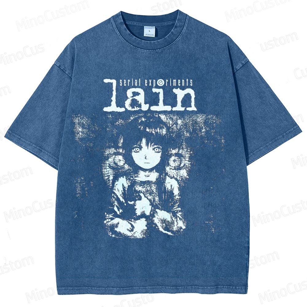 Serial Experiments Lain Anime Graphic Washed T - Shirt