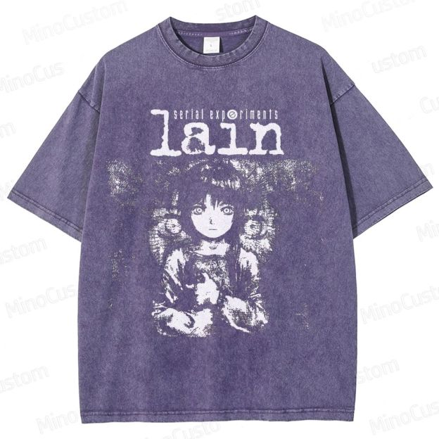 Serial Experiments Lain Anime Graphic Washed T - Shirt