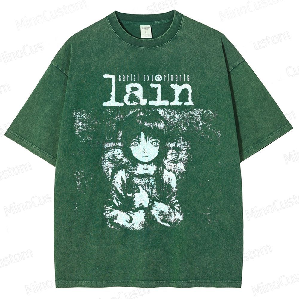 Serial Experiments Lain Anime Graphic Washed T - Shirt