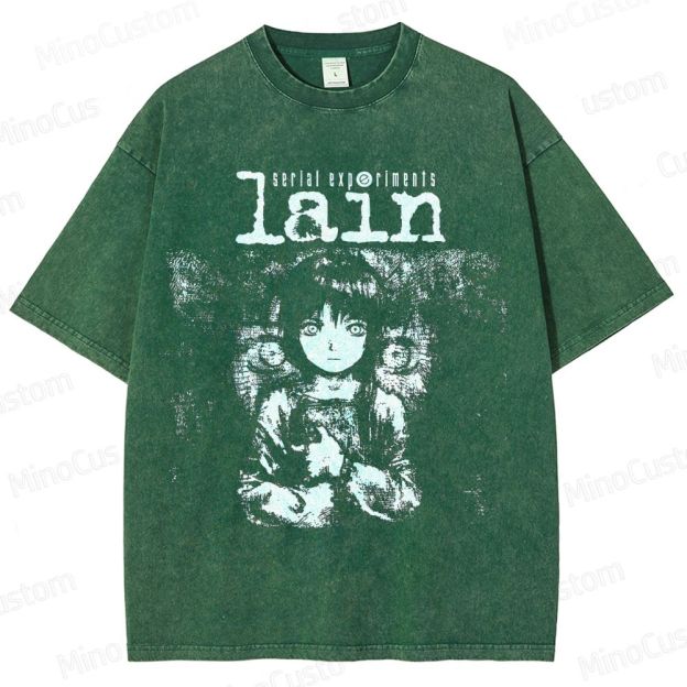 Serial Experiments Lain Anime Graphic Washed T - Shirt