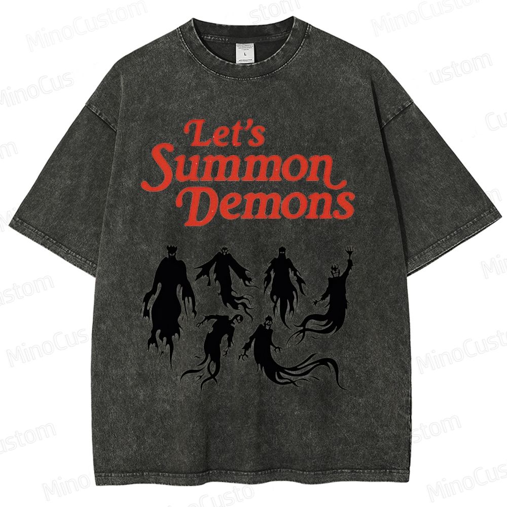 "Let's Summon Demons" Board Game Graphic Washed T - Shirt