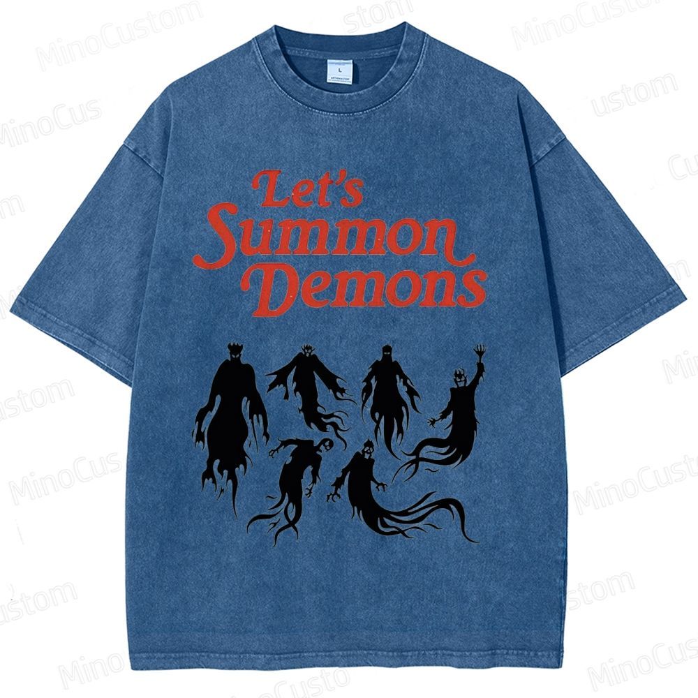 "Let's Summon Demons" Board Game Graphic Washed T - Shirt