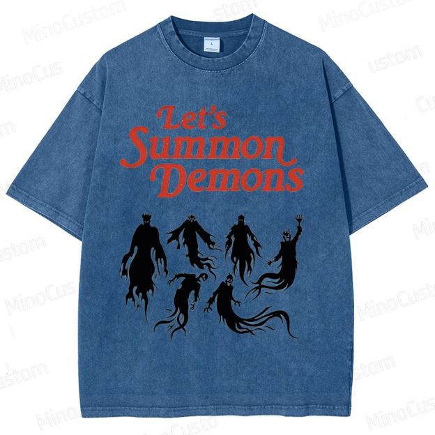 "Let's Summon Demons" Board Game Graphic Washed T - Shirt