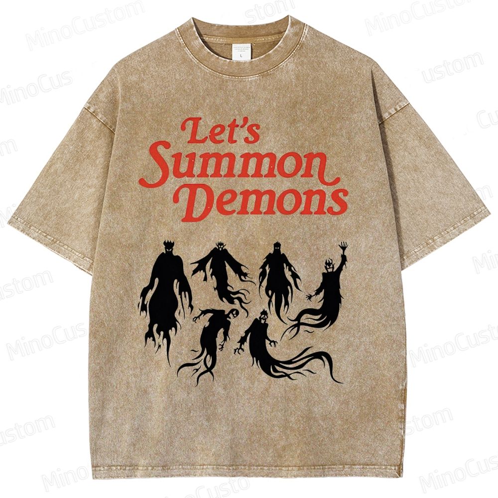 "Let's Summon Demons" Board Game Graphic Washed T - Shirt