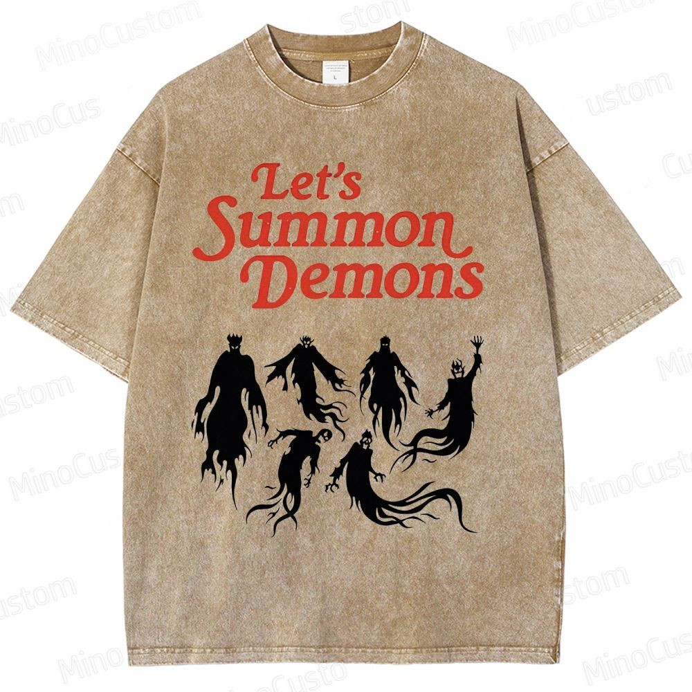 "Let's Summon Demons" Board Game Graphic Washed T - Shirt