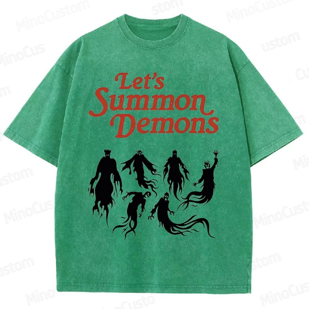 "Let's Summon Demons" Board Game Graphic Washed T - Shirt