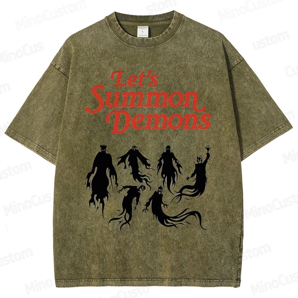 "Let's Summon Demons" Board Game Graphic Washed T - Shirt