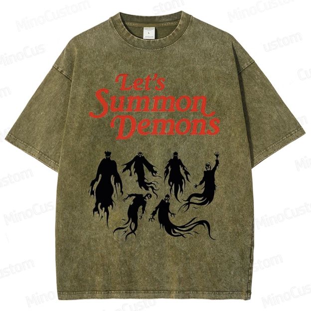 "Let's Summon Demons" Board Game Graphic Washed T - Shirt