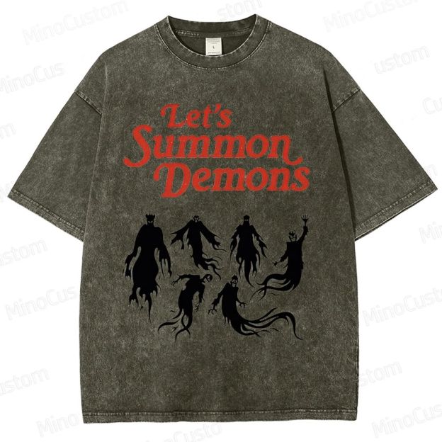"Let's Summon Demons" Board Game Graphic Washed T - Shirt