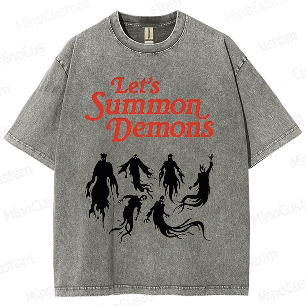 "Let's Summon Demons" Board Game Graphic Washed T - Shirt