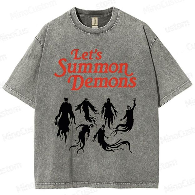 "Let's Summon Demons" Board Game Graphic Washed T - Shirt