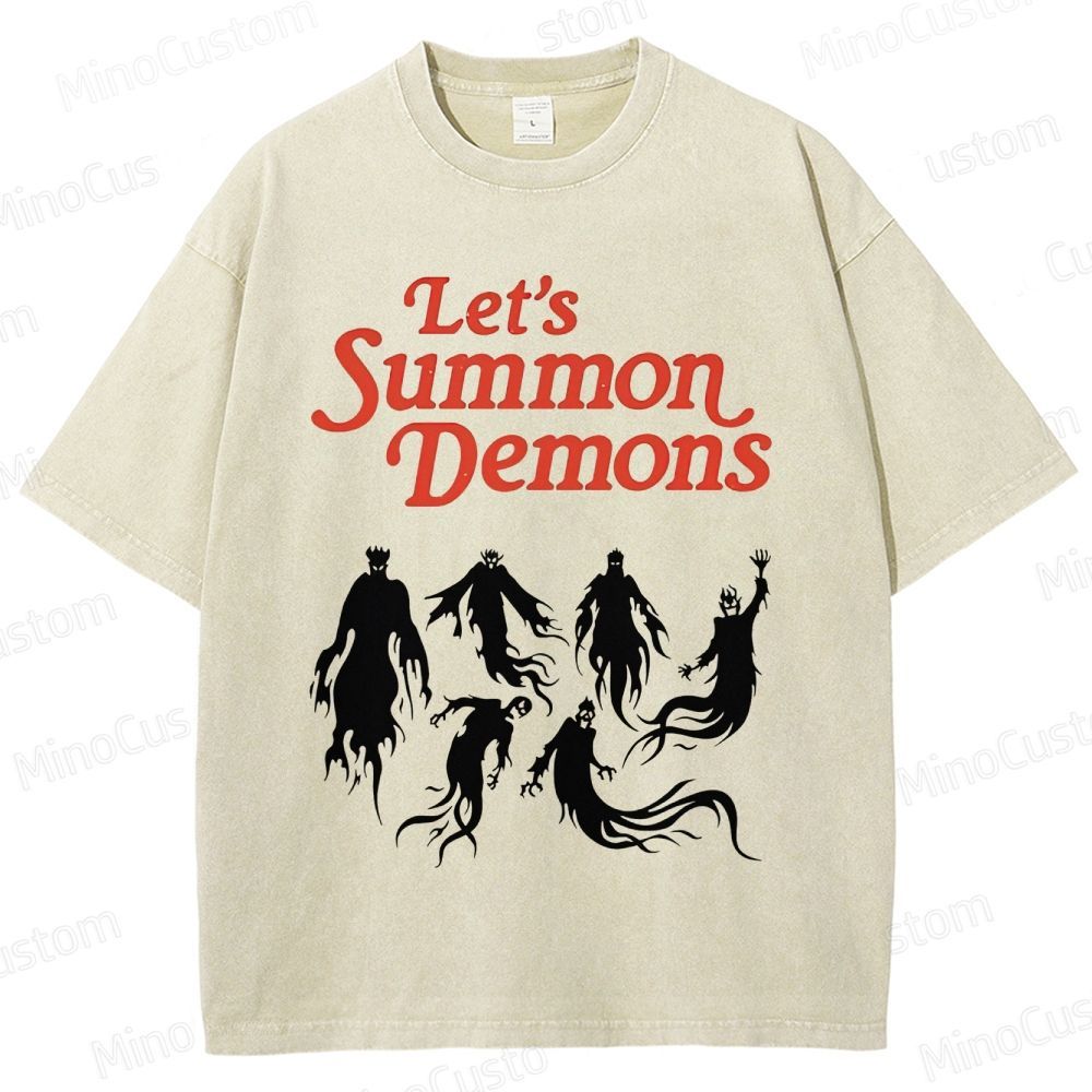 "Let's Summon Demons" Board Game Graphic Washed T - Shirt