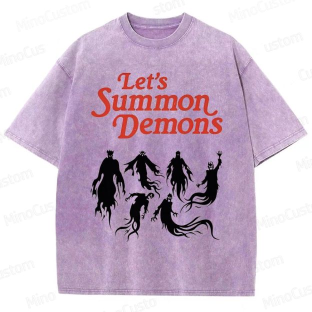 "Let's Summon Demons" Board Game Graphic Washed T - Shirt