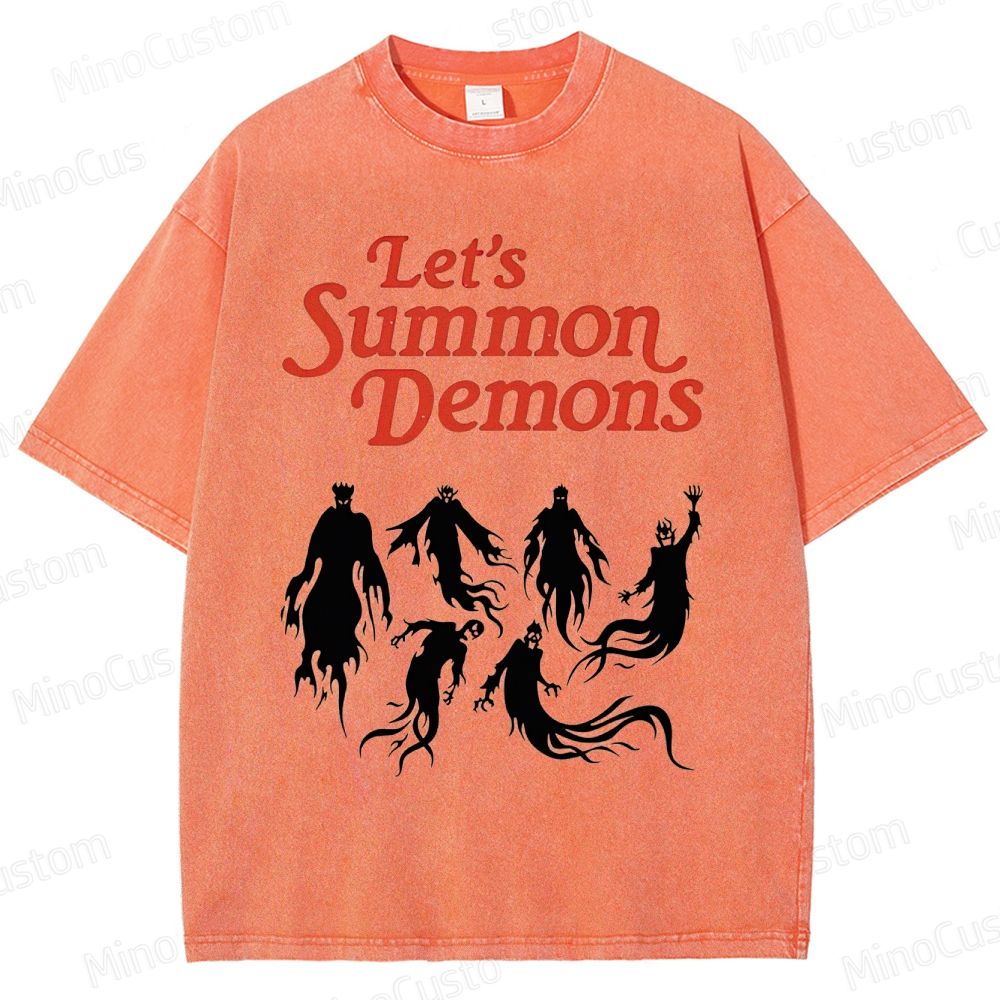 "Let's Summon Demons" Board Game Graphic Washed T - Shirt