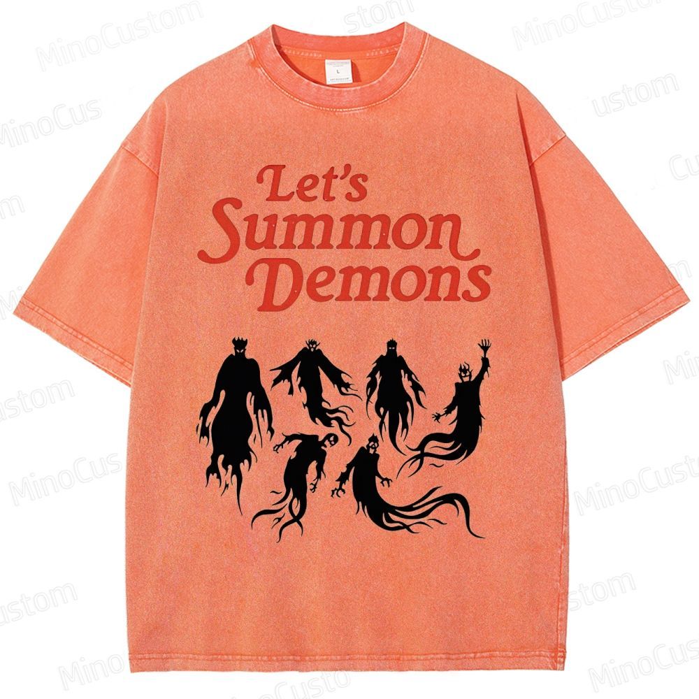 "Let's Summon Demons" Board Game Graphic Washed T - Shirt