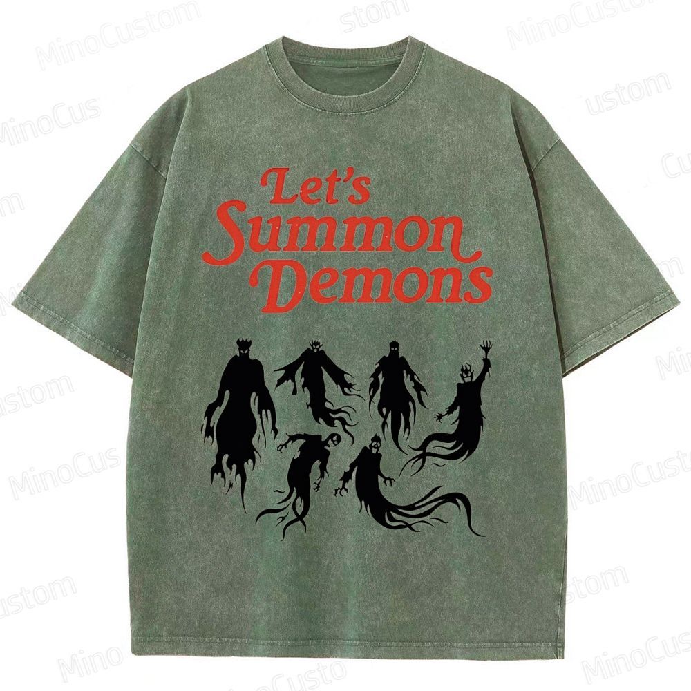"Let's Summon Demons" Board Game Graphic Washed T - Shirt