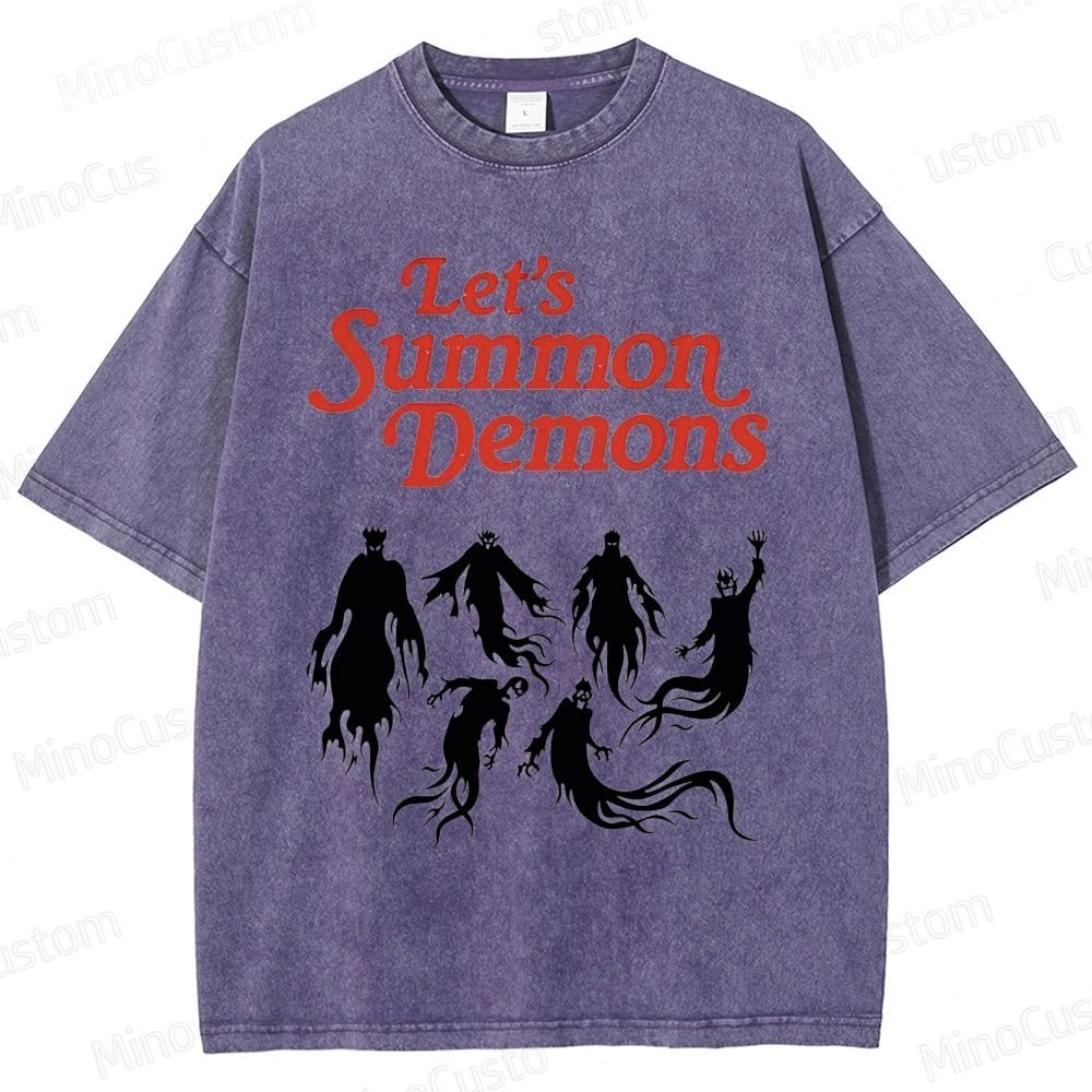 "Let's Summon Demons" Board Game Graphic Washed T - Shirt