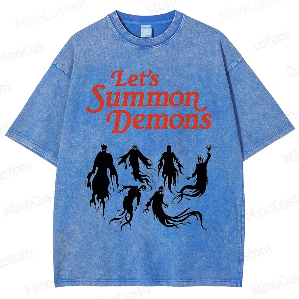"Let's Summon Demons" Board Game Graphic Washed T - Shirt