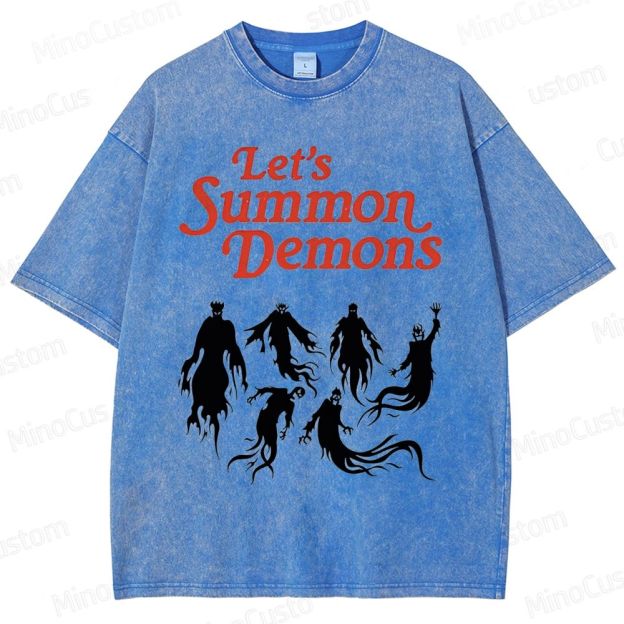 "Let's Summon Demons" Board Game Graphic Washed T - Shirt