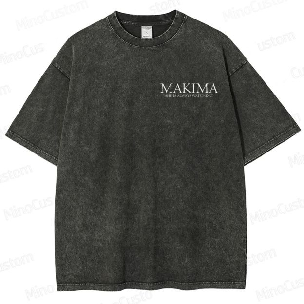 Vintage Washed Chainsaw Man Makima Graphic T - shirt