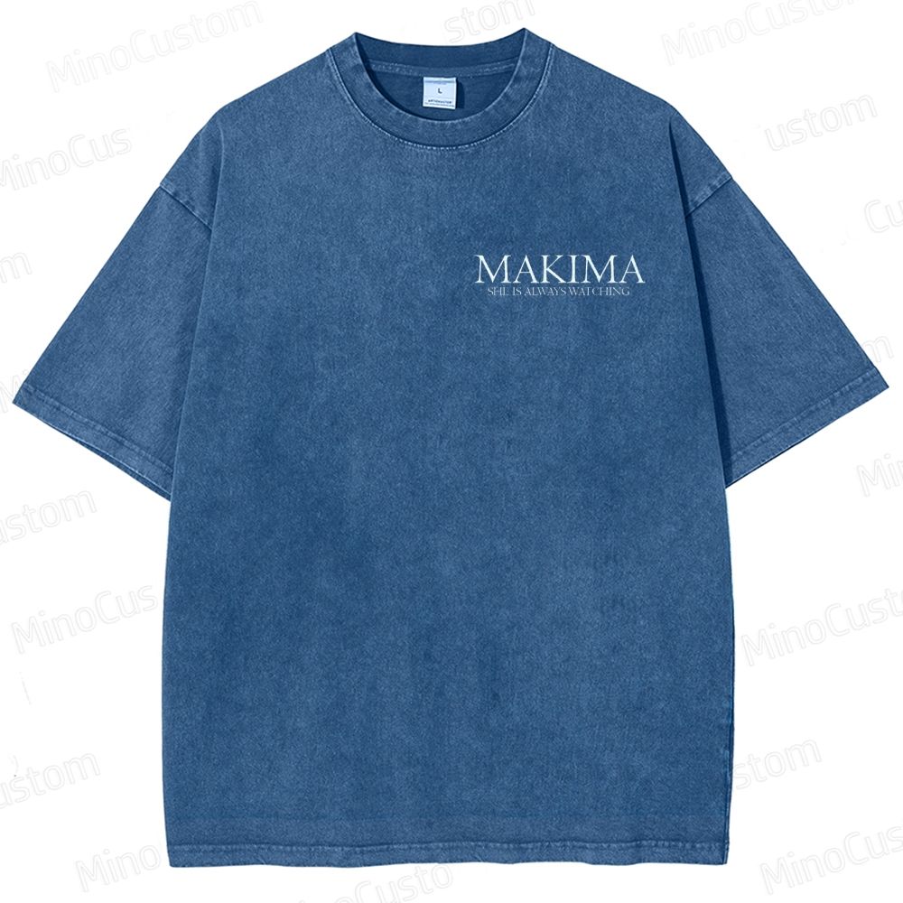 Vintage Washed Chainsaw Man Makima Graphic T - shirt