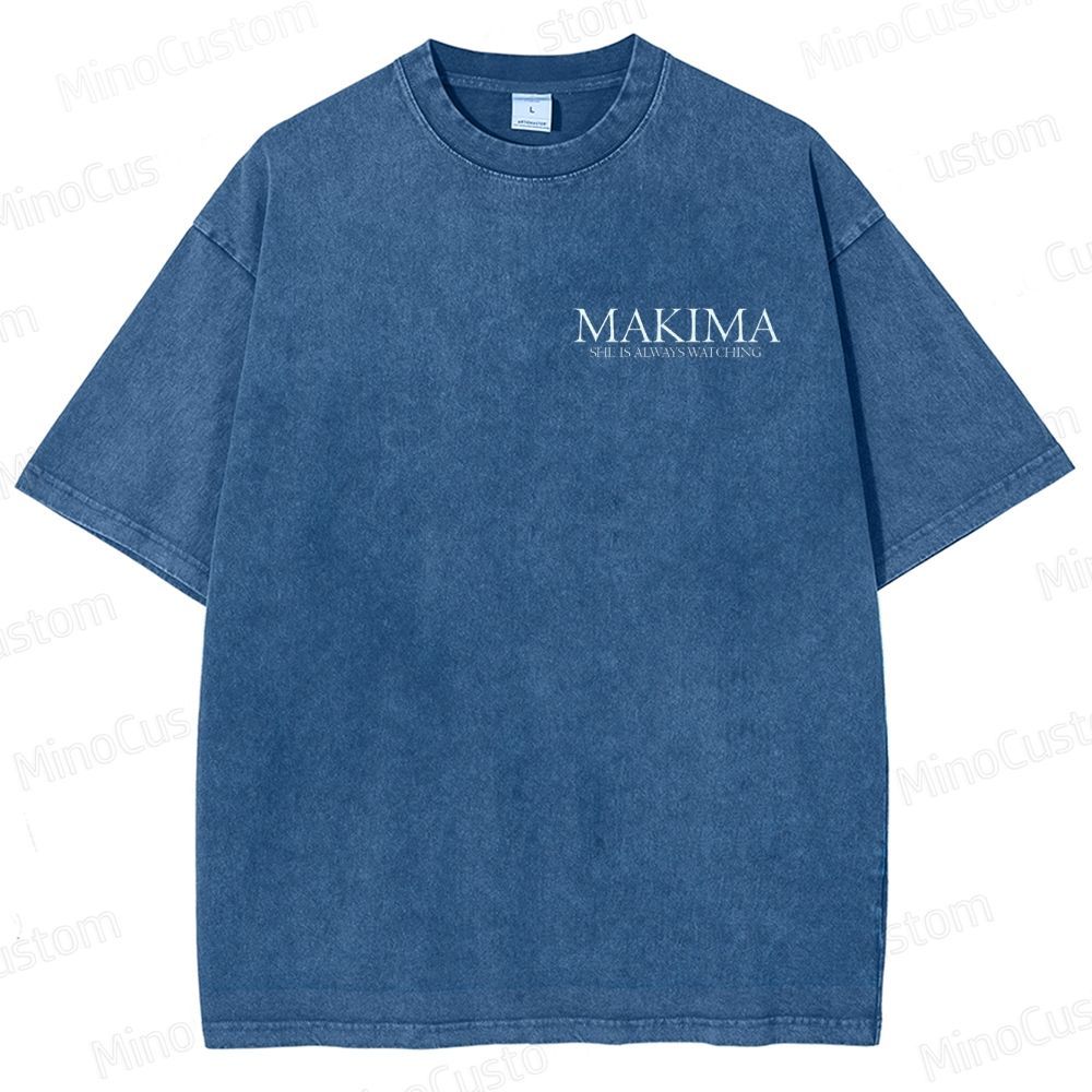 Vintage Washed Chainsaw Man Makima Graphic T - shirt