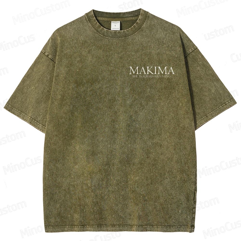 Vintage Washed Chainsaw Man Makima Graphic T - shirt