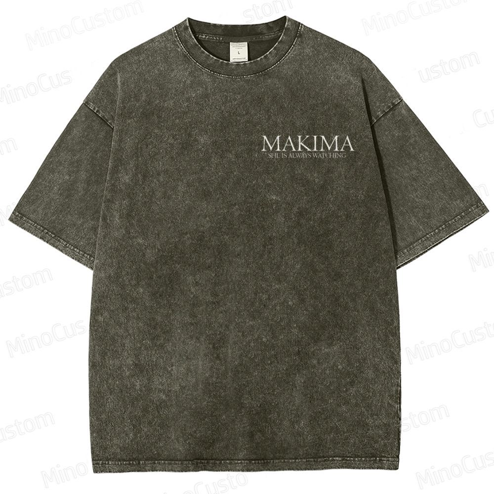 Vintage Washed Chainsaw Man Makima Graphic T - shirt
