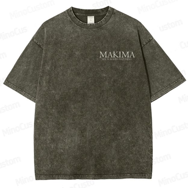 Vintage Washed Chainsaw Man Makima Graphic T - shirt