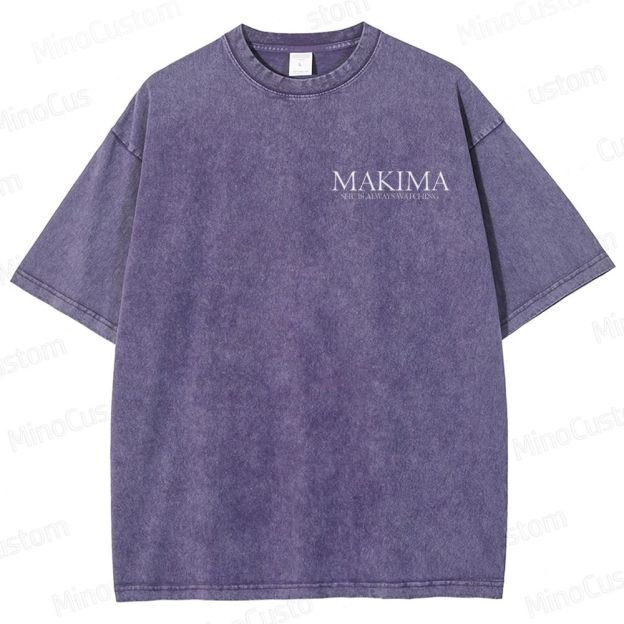 Vintage Washed Chainsaw Man Makima Graphic T - shirt