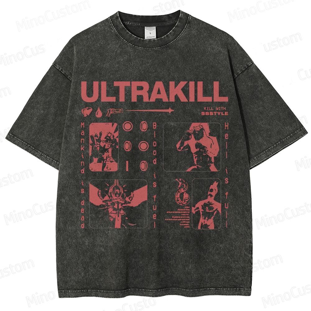 Vintage Washed ULTRAKILL Game Graphic T - shirt