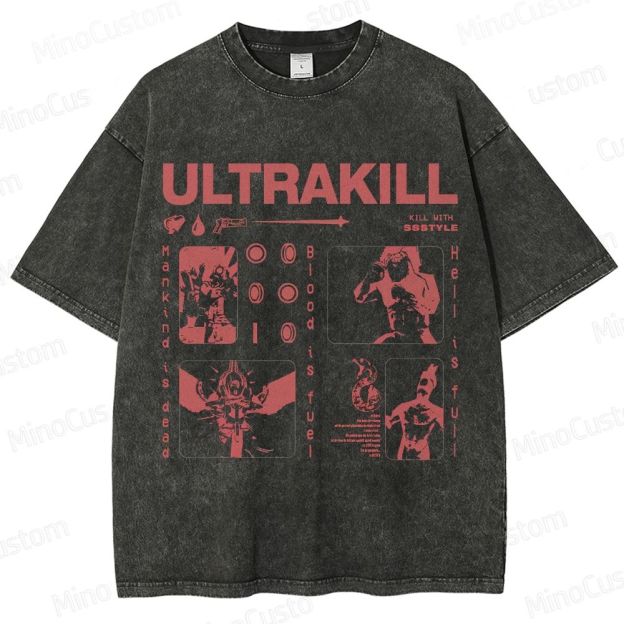 Vintage Washed ULTRAKILL Game Graphic T - shirt