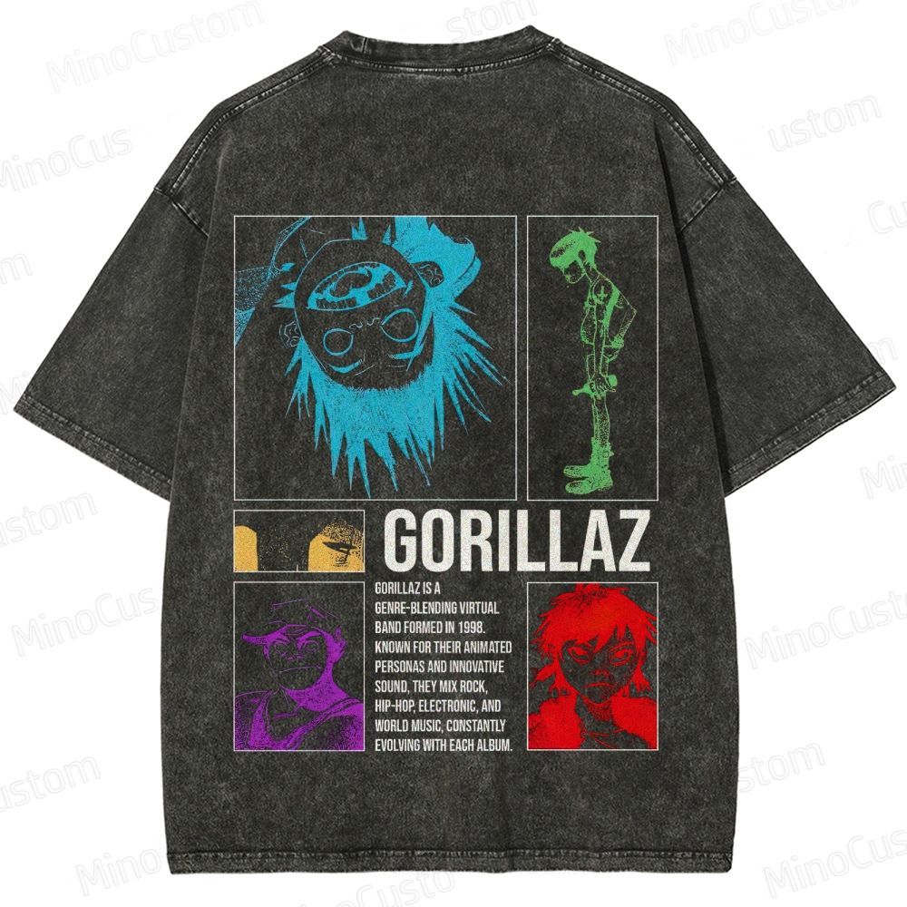 Vintage Washed Gorillaz Band Graphic T - shirt