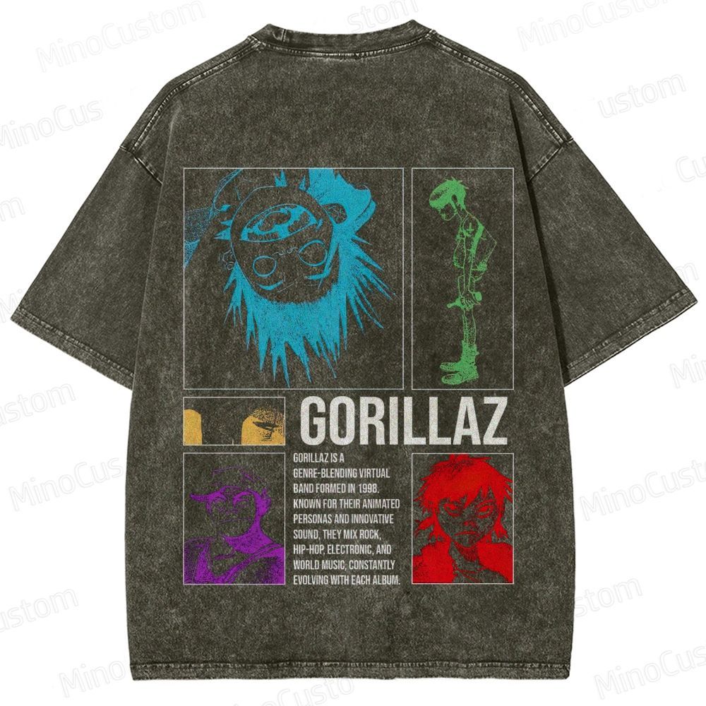 Vintage Washed Gorillaz Band Graphic T - shirt
