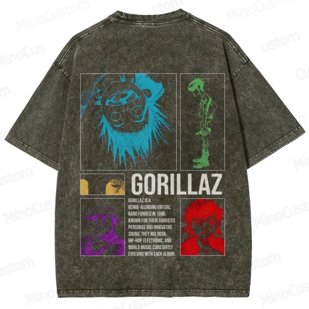 Vintage Washed Gorillaz Band Graphic T - shirt