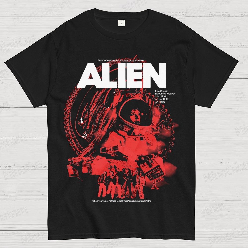 Vintage Style Alien Movie Graphic T - shirt