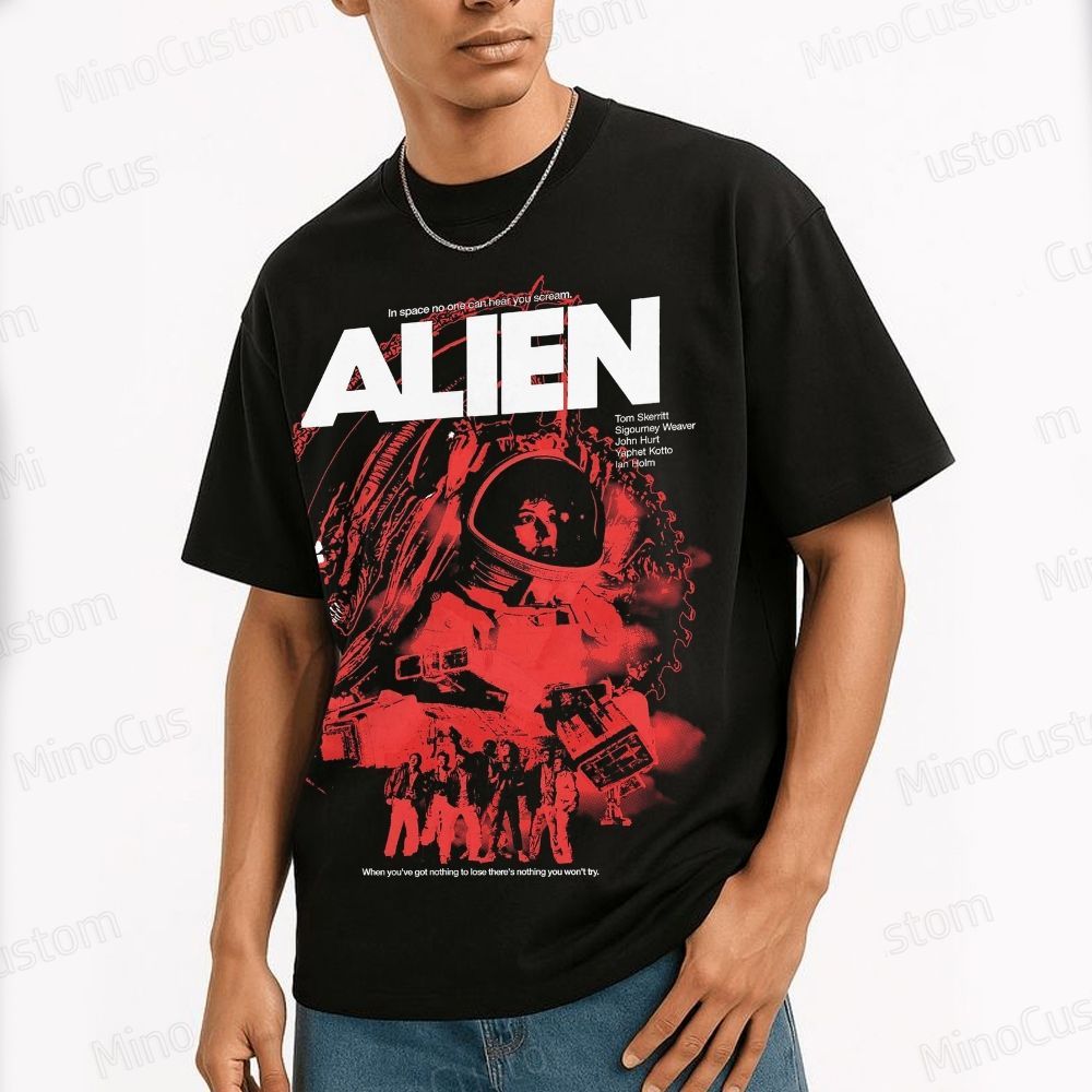 Vintage Style Alien Movie Graphic T - shirt