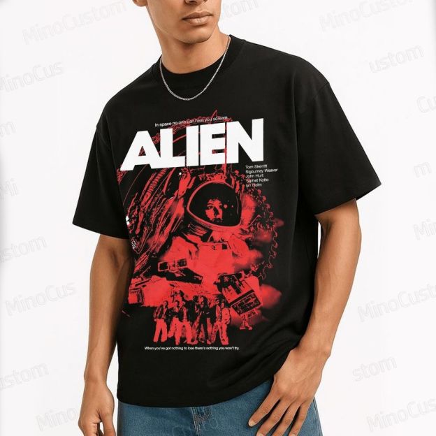 Vintage Style Alien Movie Graphic T - shirt