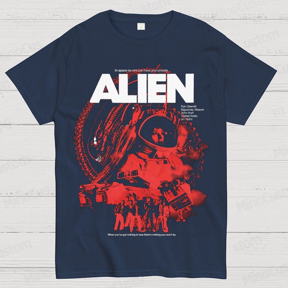 Vintage Style Alien Movie Graphic T - shirt