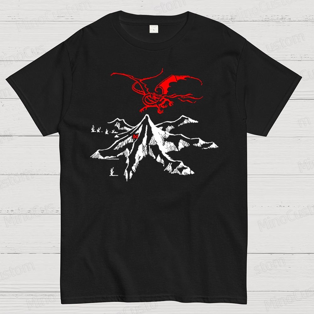 The Lord of the Rings Red Dragon & Mountain Graphic T - shirt