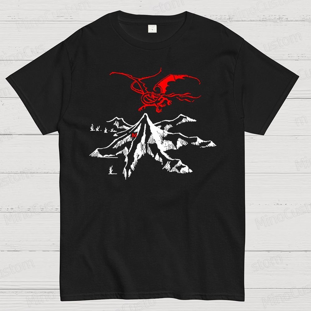 The Lord of the Rings Red Dragon & Mountain Graphic T - shirt