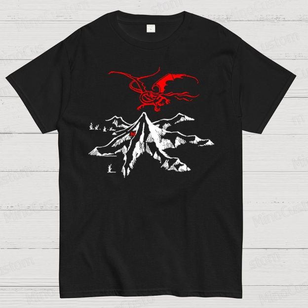 The Lord of the Rings Red Dragon & Mountain Graphic T - shirt